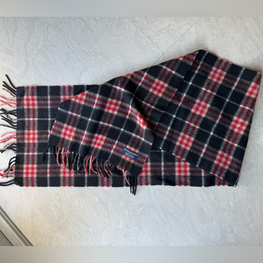 Burberry Black and Red Checkered Scarf